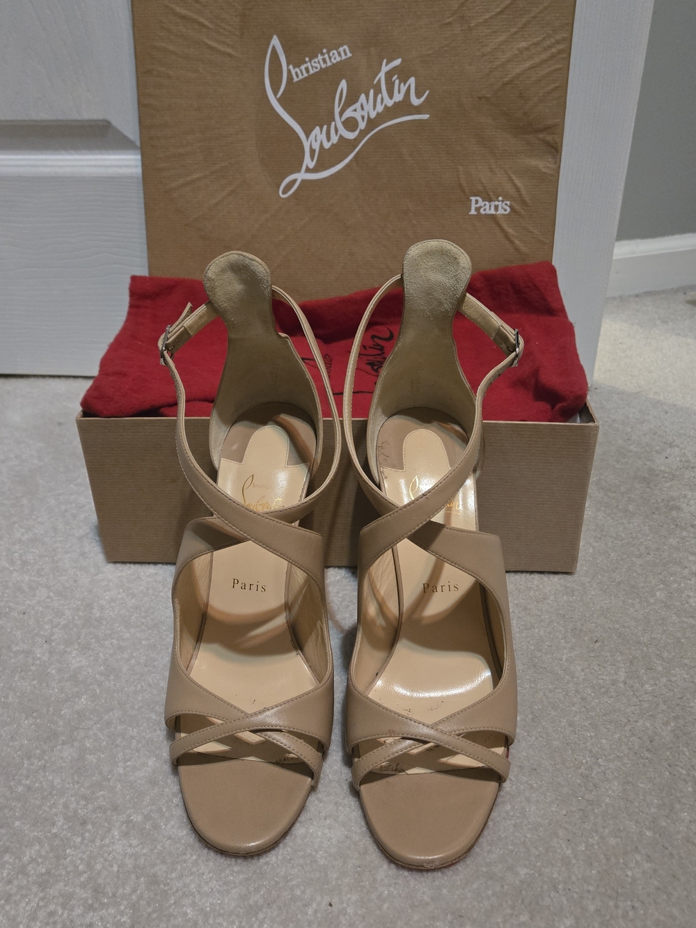 Christian Louboutin Malefissima 100 Nappa Leather Sandals Nude